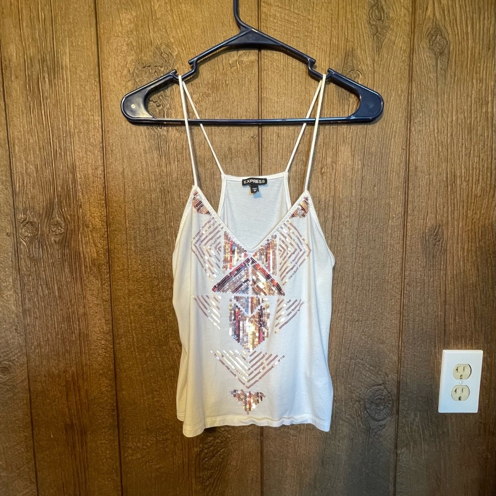 Express White Camisole with Sequin Design